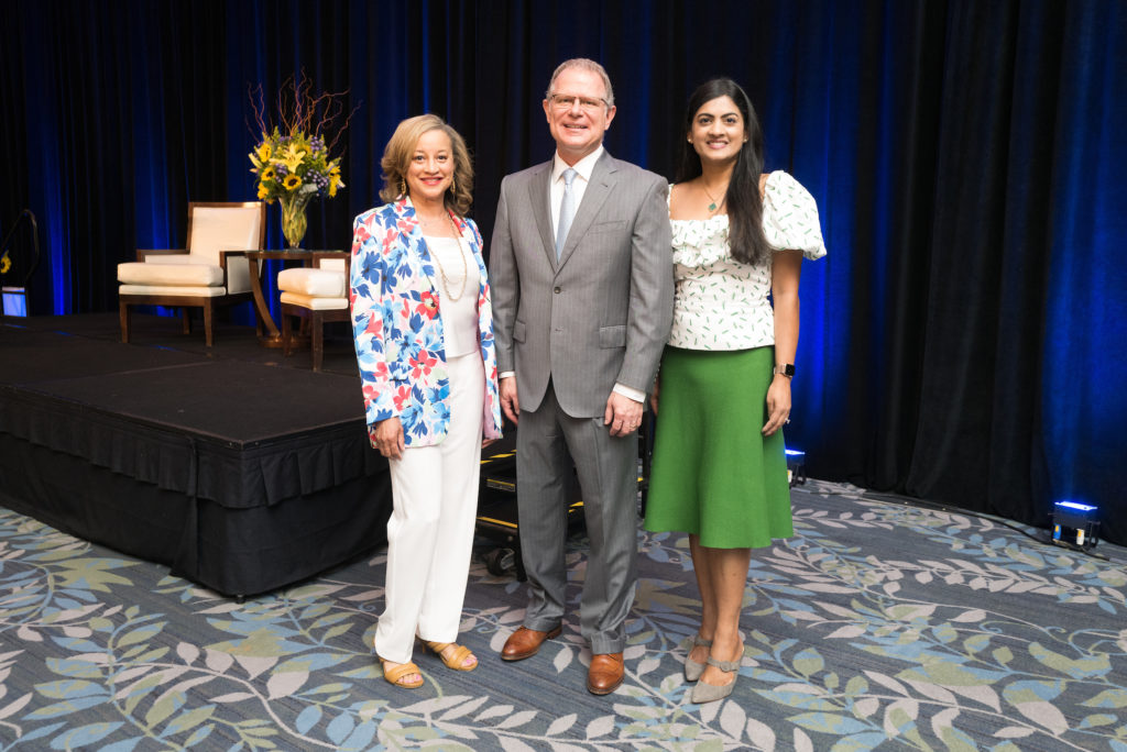 CanCare honorees Rochelle Griffin, Oceaneering Intrernational president and CEO Rod Larson, Dr. Ishwaria Subbiah (Photo by Daniel Ortiz)