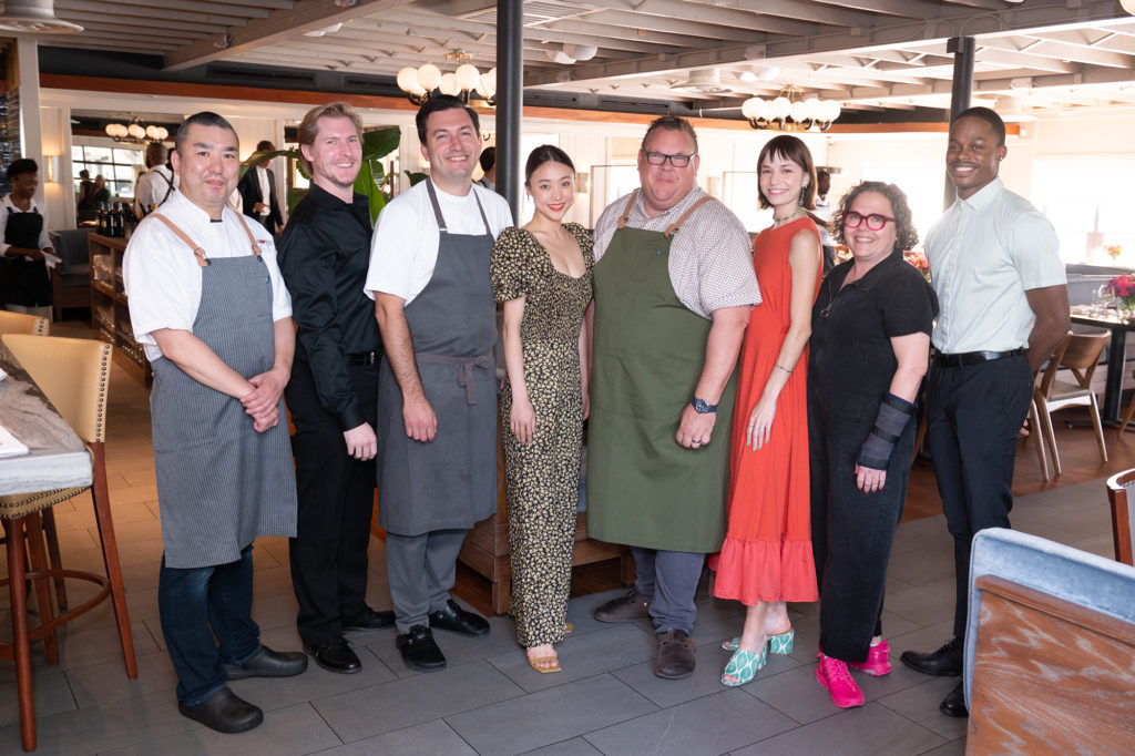 Hori Horiuchi, Christopher Coomer, Aaron Bludorn, Chae Eun Yang, Chris Shepherd, Mackenzie Richter, Rebecca Masson, Naazir Muhammad at Houston Ballet's Raising the Barre' held at Bludorn (Photo by Wilson Parish)