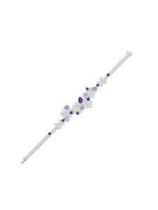 Harry Winston Purple Marquesa bracelet from the Marvelous Creations Collection with Paraiba tourmalines, purple and blue sapphires, aquamarines, and diamonds, set in platinum.