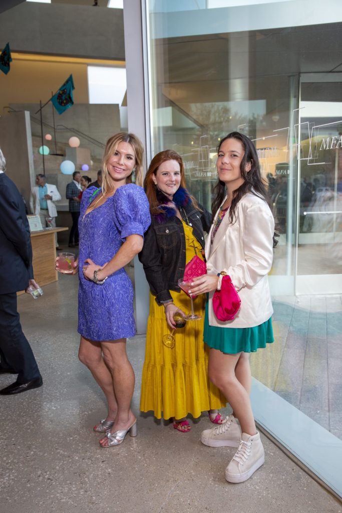 Lisa Fred, Jenna Lindley, Frances Lummis at the MFAH Glassell School MTV-themed gala (Photo by Jenny Antill Clifton)