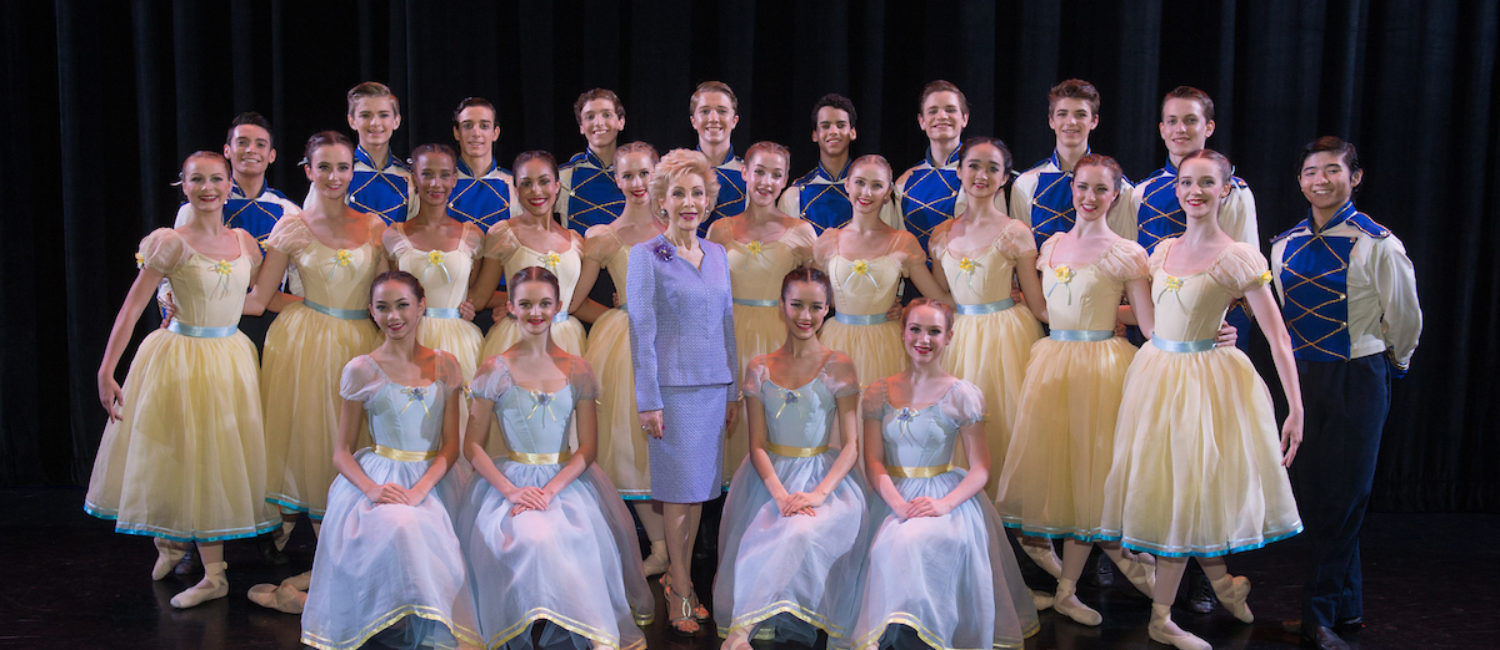 Margaret Alkek Williams, photographed here with students from Houston Ballet Academy, has committed a $10 million legacy grant to Houston Ballet. (Photo by Wilson Parish)
