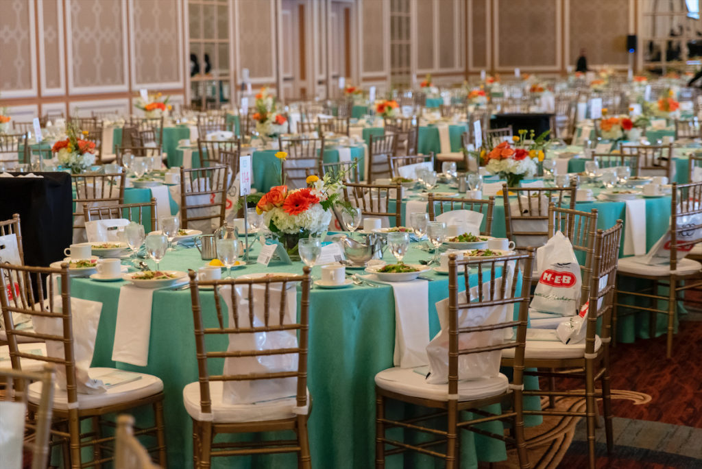 A table setting from the Junior League of Dallas Centennial Milestones  Luncheon. (Photo by Tamytha Cameron)