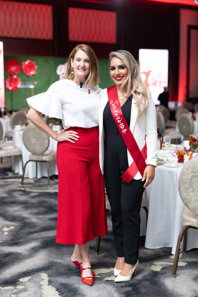 Panelists Stephanie Tsuru, Natalia Egan at the American Heart Association 'Go Red for Women' luncheon (Photo by Daniel Ortiz) 