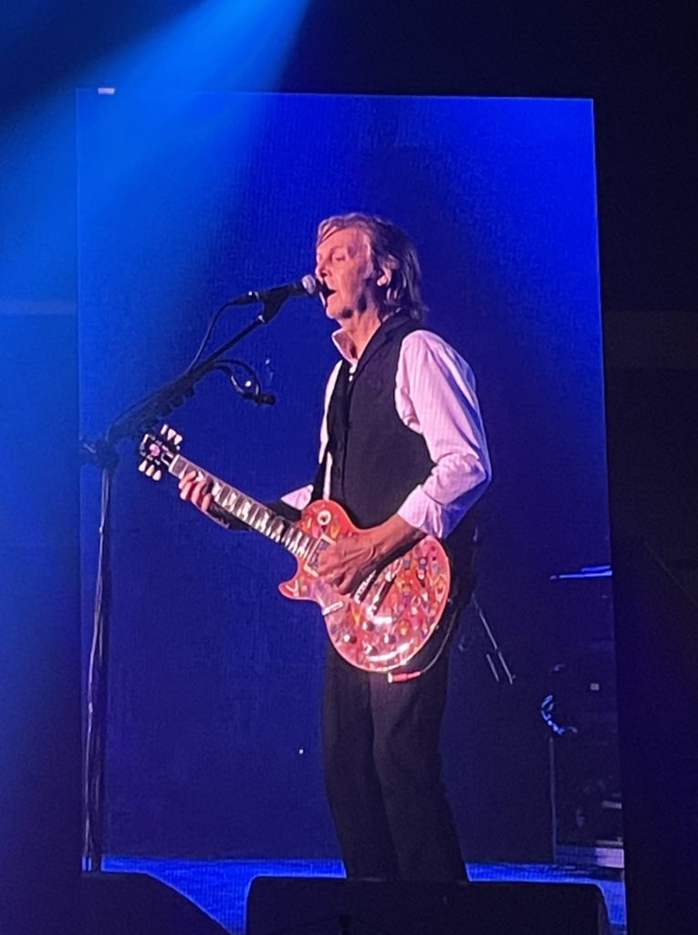 Paul McCartney played several guitars, the piano, mandolin and ukulele during Tuesday's performance. Photo by Courtney Dabney.