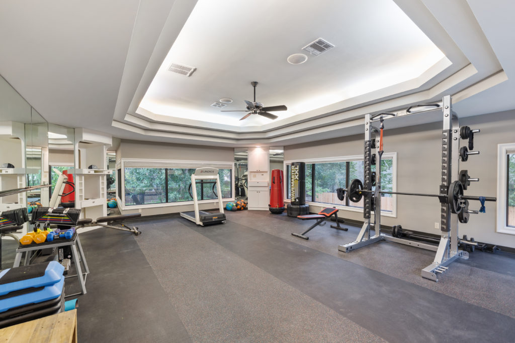 A private gym is just one of the home's many amenities.