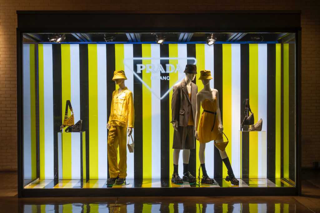 The Neiman Marcus NorthPark window display for Prada Tropico