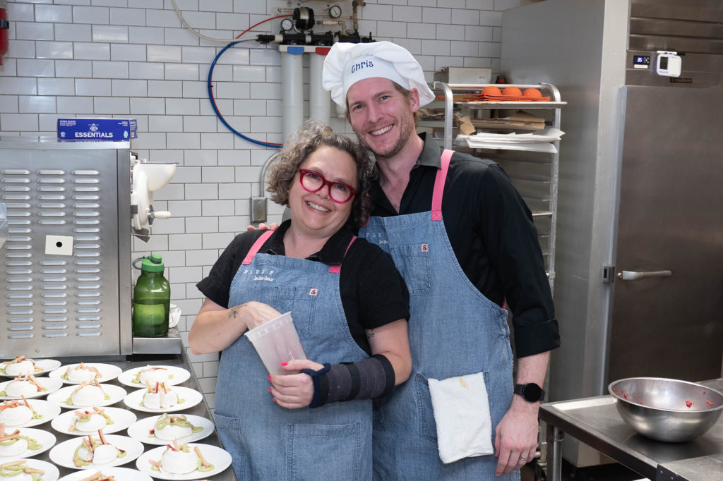 Cooking partners Fluff Bake Bar's Rebecca Masson, Houston Ballet first soloist Christopher Coomer at the 'Raising the Barre' fundraiser at Bludorn (Photo by Wilson Parish)