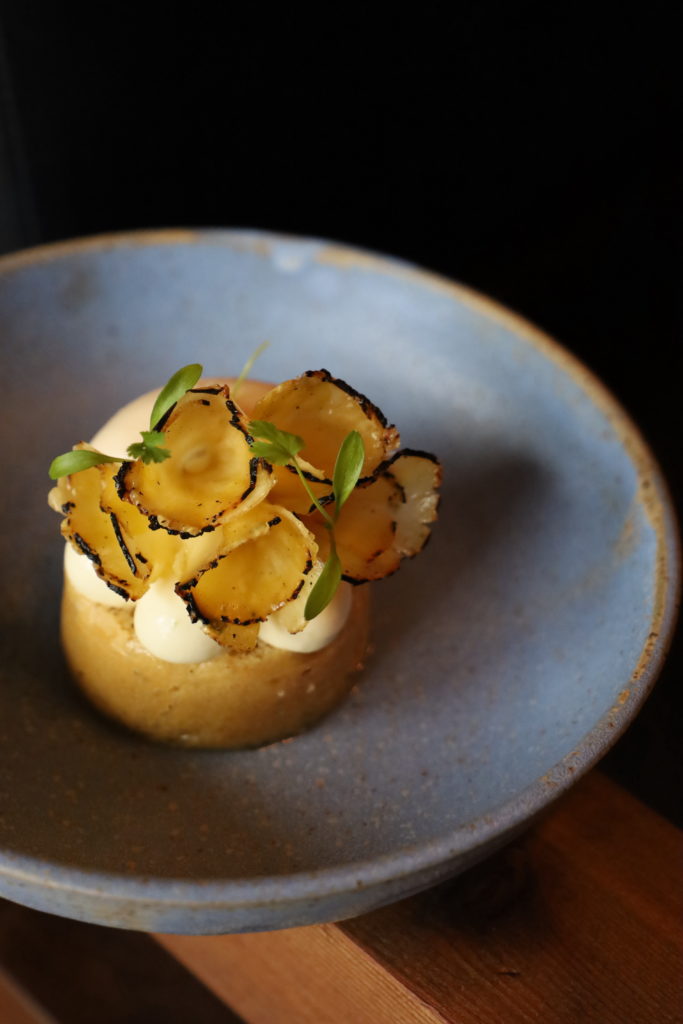 Uchiko's pastry chef, Ariana Quant, created this beautiful take on baba rum. Hers is made with Toki whisky. (Courtesy of Hai Hospitality) 