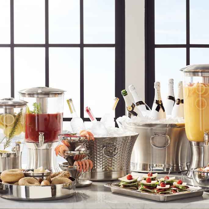 Insulated stainless steal beverage tubs keep bottles chilled and no sweating on the surface. (Frontgate photo)