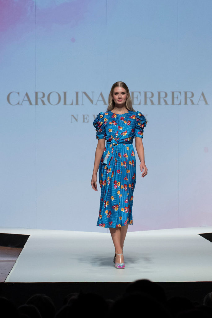 A Carolina Herrera frock graces the runway (Photo by Tamytha Cameron)