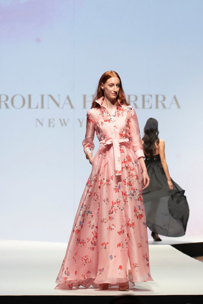 A Carolina Herrera frock graces the runway (Photo by Tamytha Cameron)