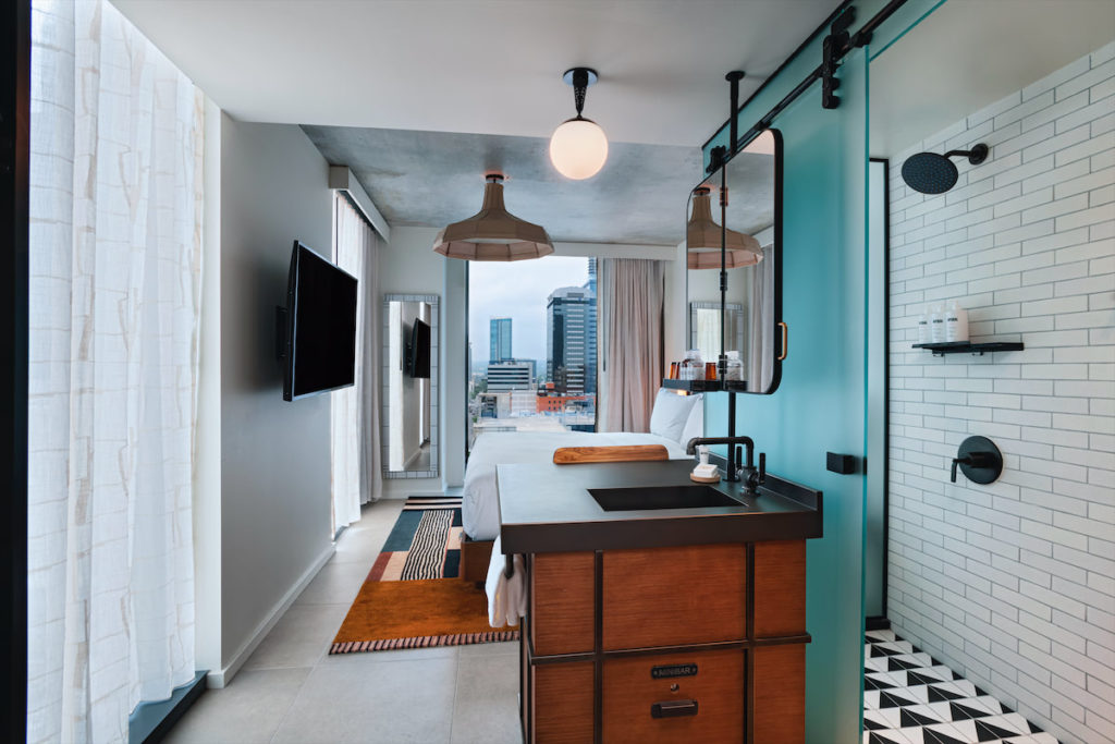 tommie guestrooms are smaller and more minimalist than the Thompson — perfect for those who love to adventure outside of their hotel room. (Photo by Al Argueta)