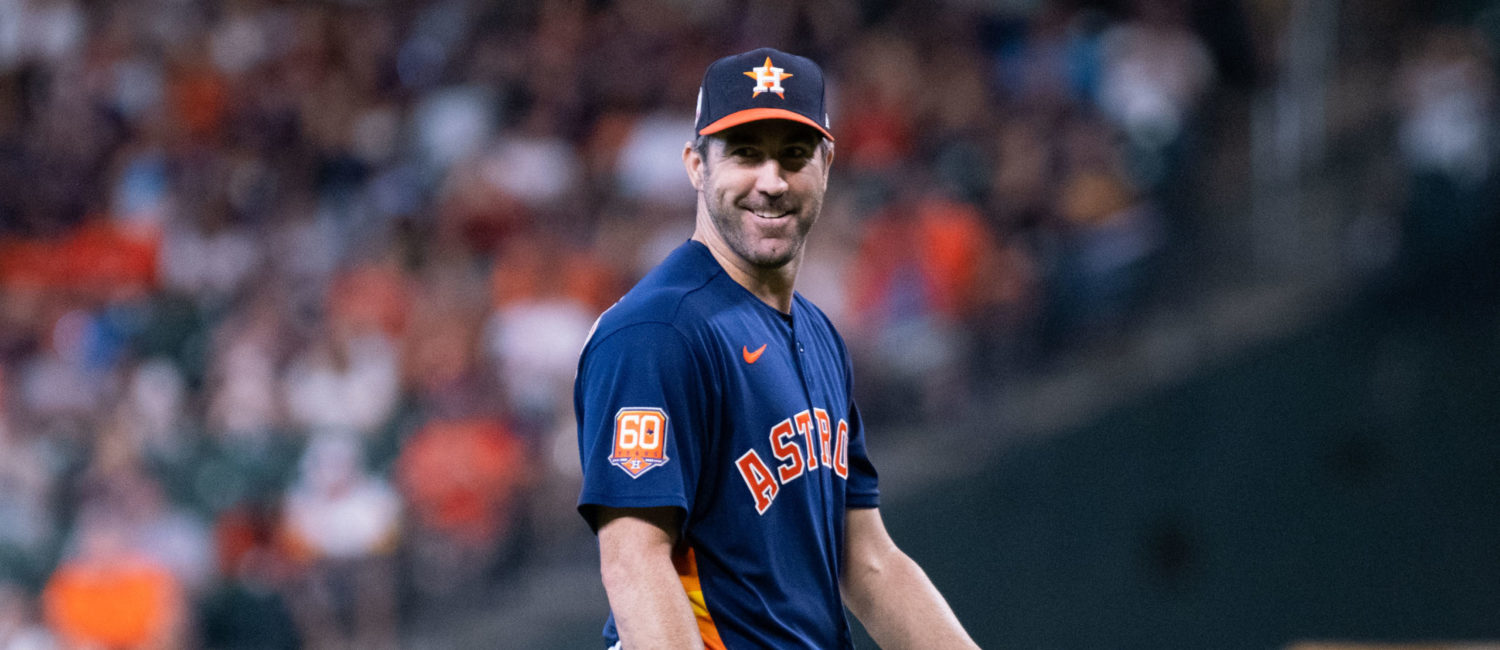 Houston Astros ace Justin Verlander was excited by the rookie’s first Major League hit — and home run — as anyone. (Photo by F. Carter Smith)