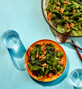 Bowery Farming’s Mustard Frills variety is dressed with caramelized onion and walnut relish.