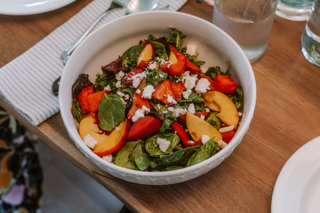 ChòpnBlọk's summer harvest salad started off the epicurean feast. (Photo by William Issac)