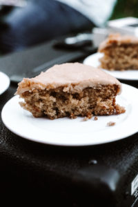 Caramel oatmeal cake was the final flourish of ChòpnBlọk’s four-course Knights Table dinner. (Photo by William Isaac)
