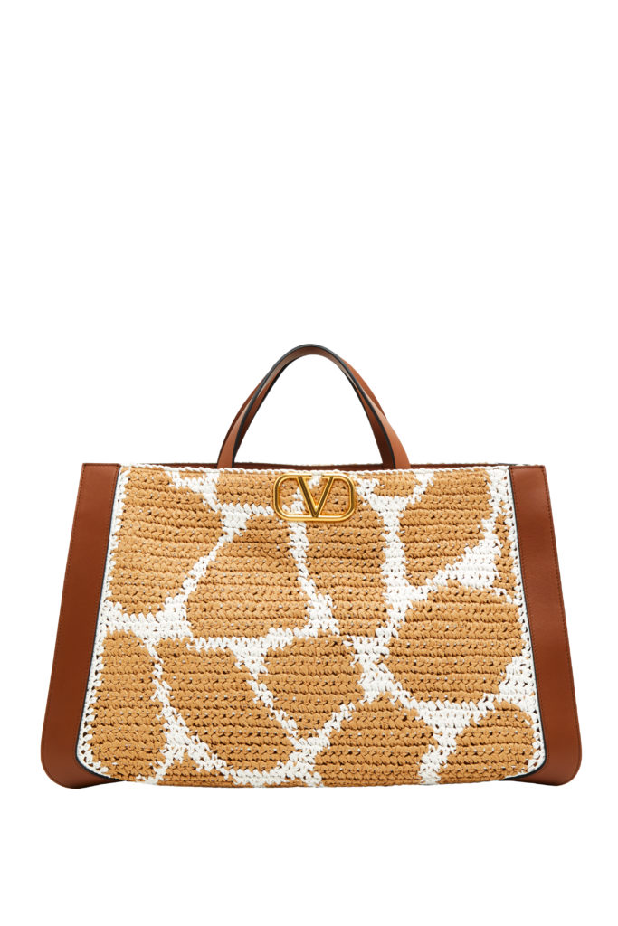 Valentino Giraffa Re-Edition Motif Raffia Handbag, $2,450, Available at Neiman Marcus NorthPark (Courtesy of Valentino)