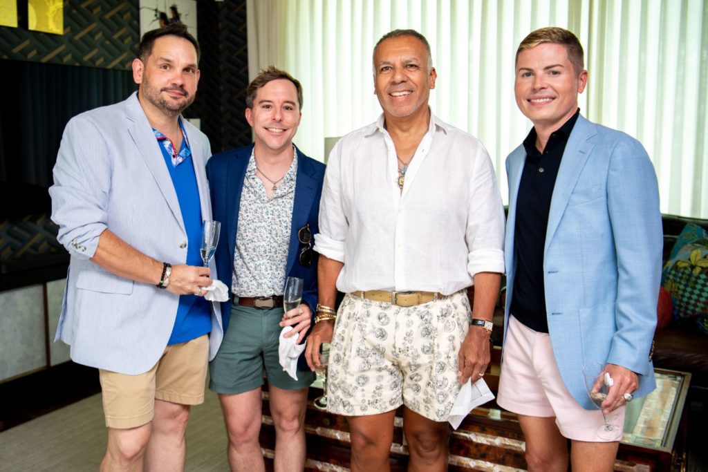 Kevin Pope, Matthew Janak, Mint Julep chair and party host Tony Bravo, Jay Jeanes at the Legacy Community Health Services event (Photo by Michelle Watson CatchLightGroup.com)