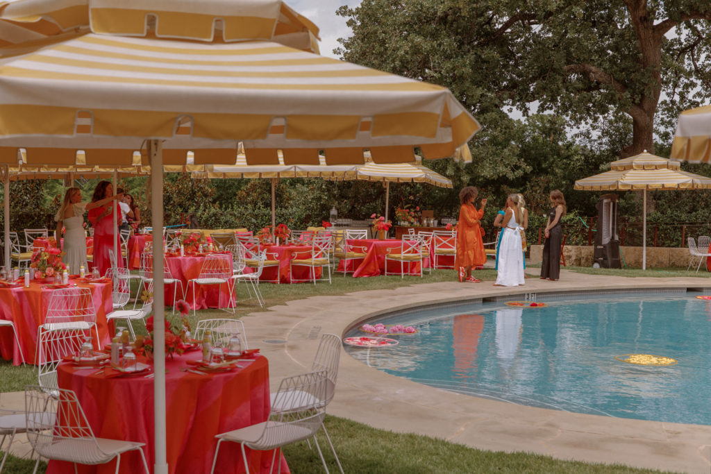 Poolside at the Moda Operandi Brandon Maxwell celebration at the Commodore Perry Estate, Auberge Resorts Collection. (Photo by Kristen Kilpatrick)