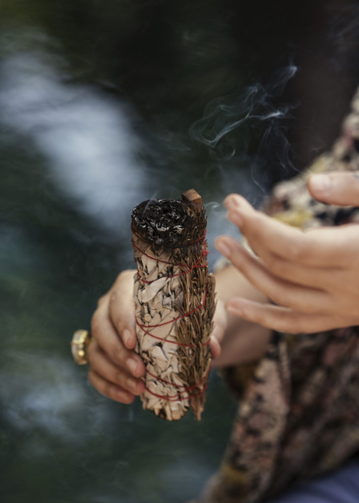 Burning cleansing herbs is a tradition for One & Only Mandarina.