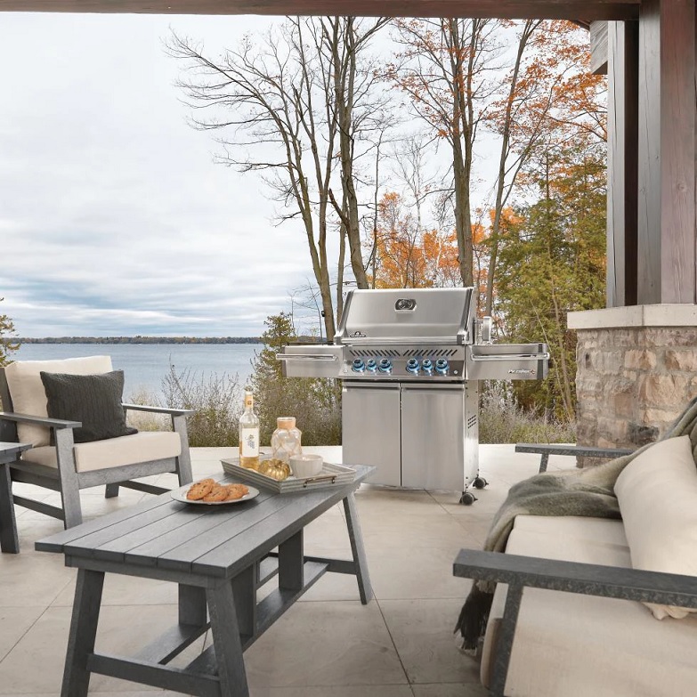 Napoleon Prestige PRO 500 Natural Gas Grill with Infrared Rear Burner and Rotisserie Kit.