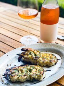 Rose Day – Pax – Trousseau Gris and grilled shrimp with spicy chimichurri butter at the Pax tasting room.