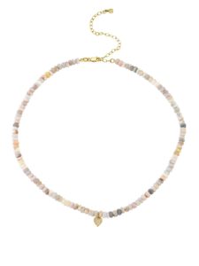 Ylang23 SYDNEY EVAN DIAMOND BABY HEART CHARM ON GRAPOLITE BEADED YELLOW GOLD NECKLACE