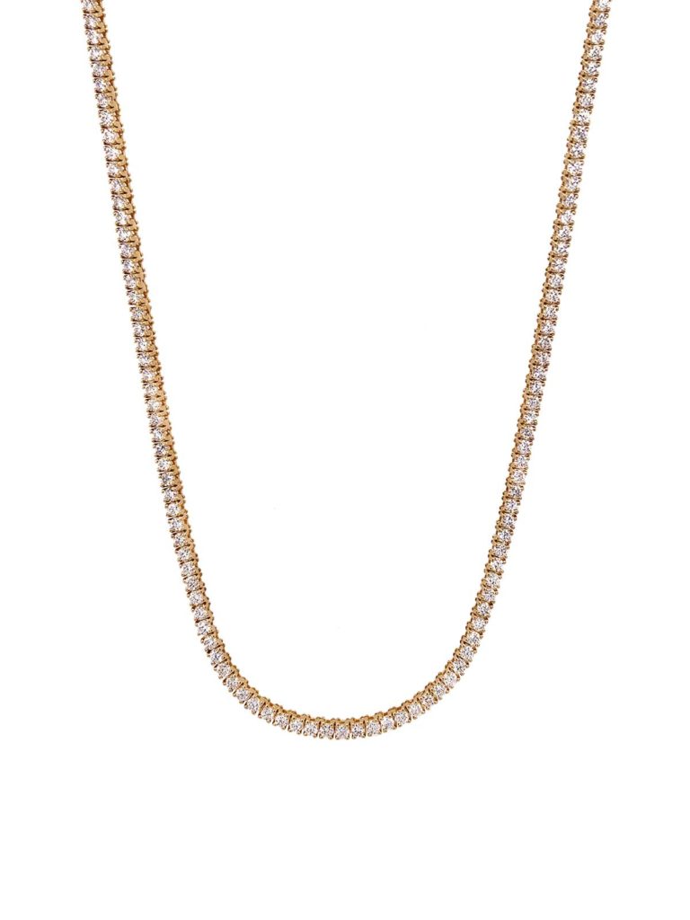 Sydney Evan Diamond Yellow Gold Tennis Necklace.