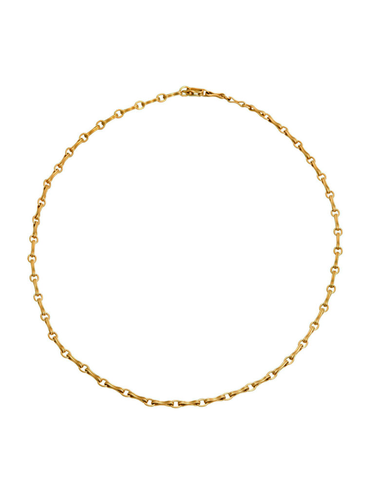 Sherman Field Small Link Column Chain Yellow Gold Necklace.