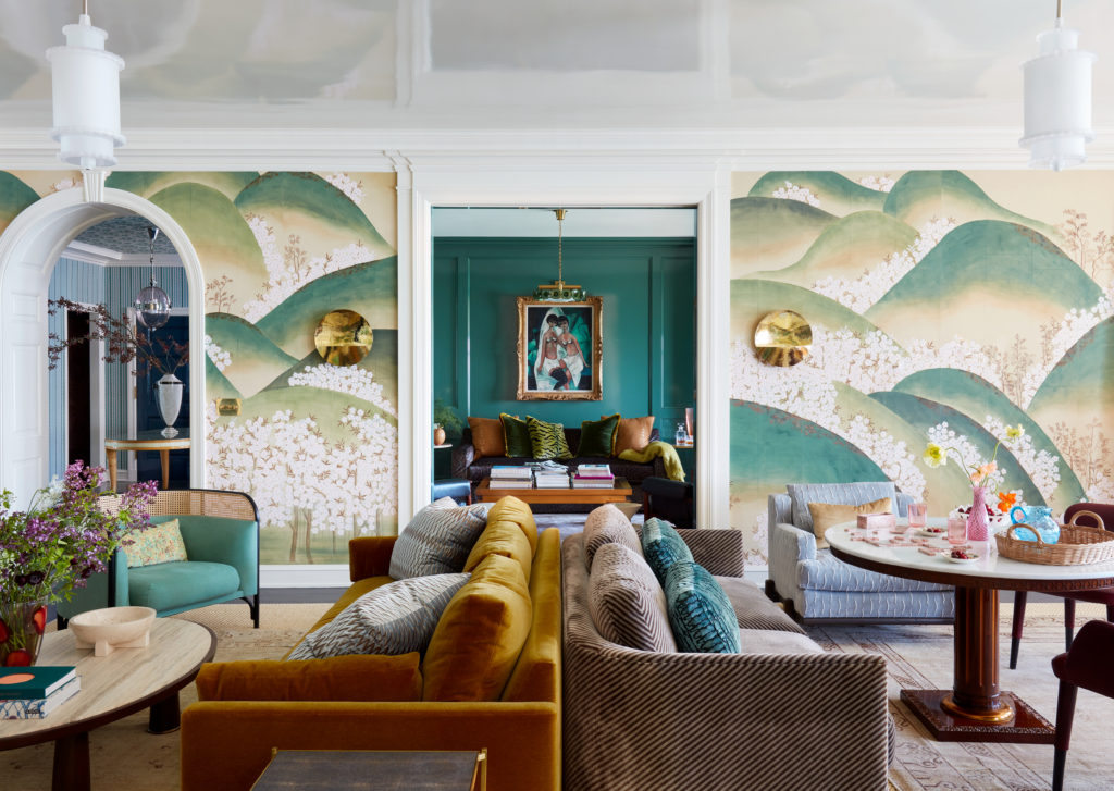For a seriously seductive co-op in Chicago, Summer Thornton created a living room that’s lively and loose, with all the right ingredients for a good time. An ocher mohair sofa and curved bentwood chairs create a chic grouping in front of the fireplace, while the diagonally striped velvet sofa and games table move guests in a more festive direction. “I had never done two separate and sofas back-to-back, and I’m so happy with the result. Good design springs from experimentation. It’s more about what moves you than what you can explain rationally." (Photo by Thomas Loof)