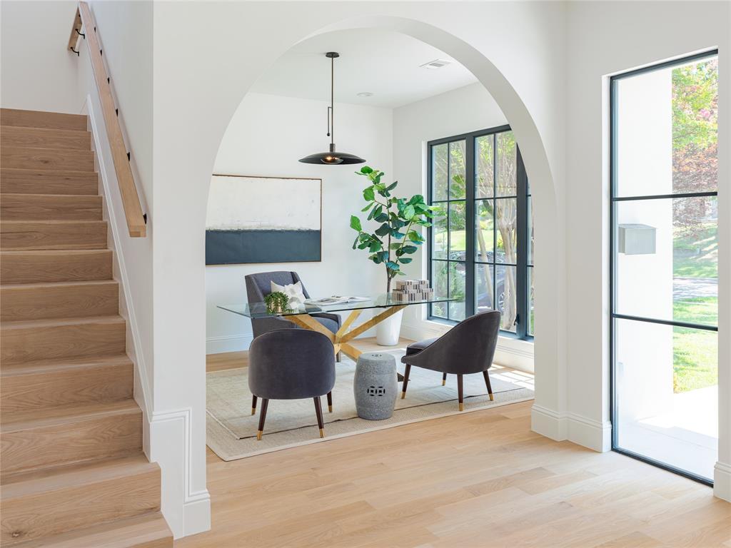 A sun-soaked office at the front of the Lakewood house. 