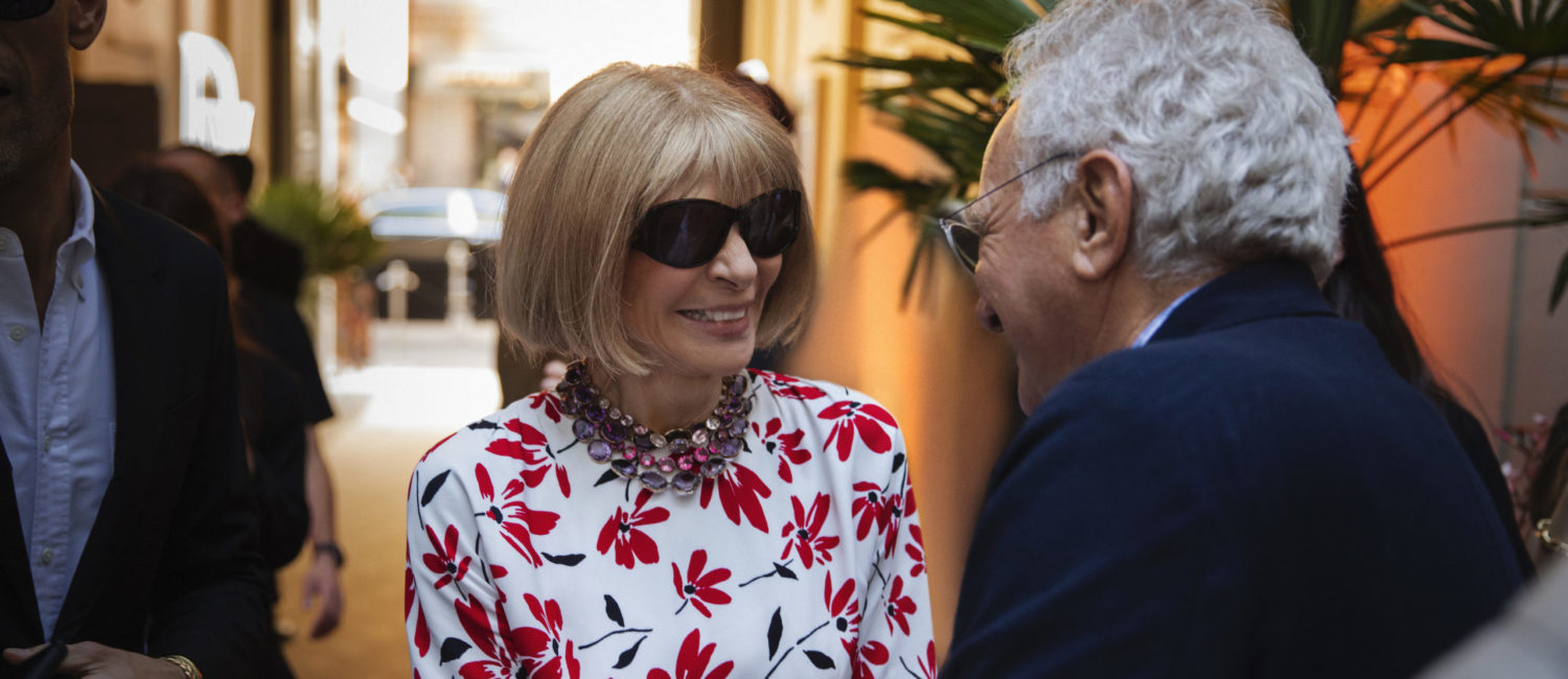 David Yurman welcomes Anna Wintour to the grand opening of his new eponymous jewelry boutique on Rue Saint-Honoré in Paris. (Photo by Lewis Merritt)