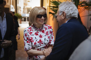 David Yurman welcomes Anna Wintour to the grand opening of his new eponymous jewelry boutique on Rue Saint-Honoré in Paris. (Photo by Lewis Merritt)