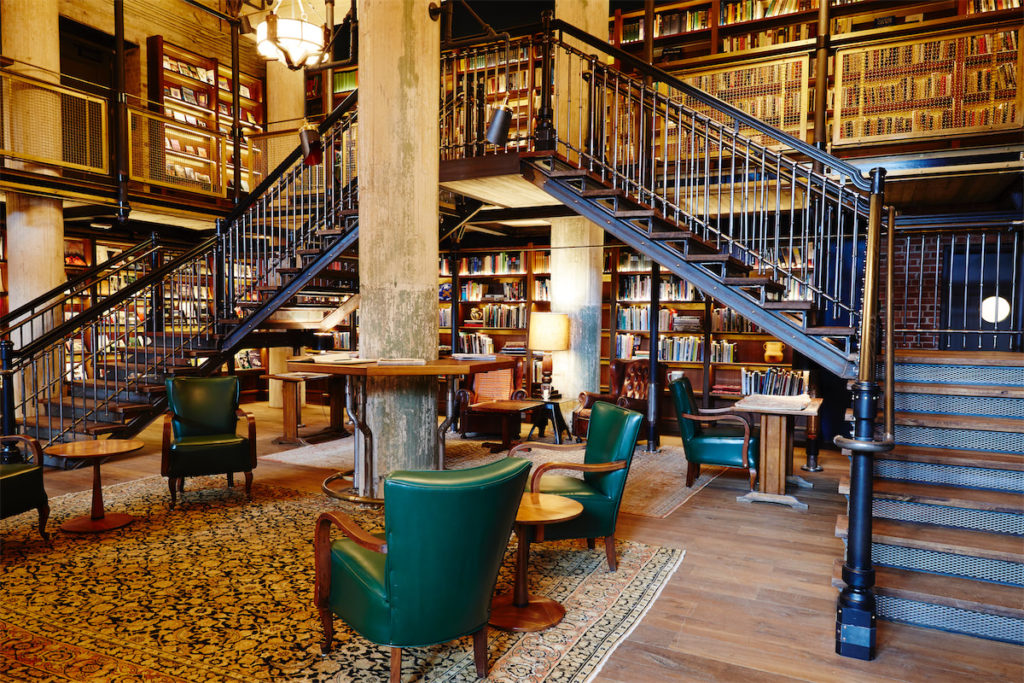 The Library at award-winning Hotel Emma at the Pearl in San Antonio.