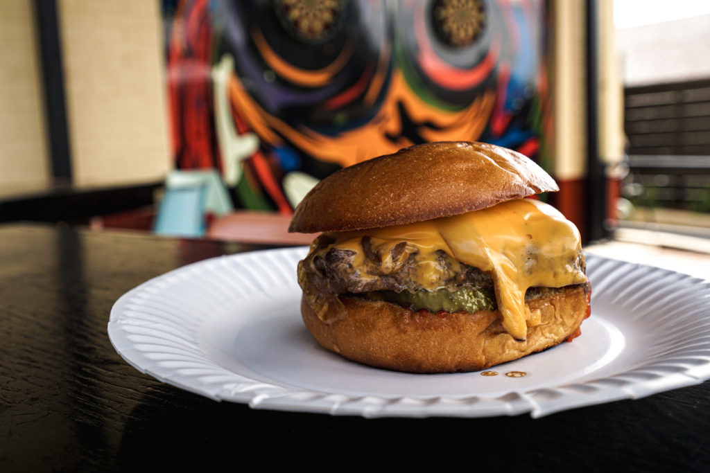 The classic cheeseburger here is cooked in a pizza oven.  (Photo by Courtesy of Betelgeuse Betelgeuse )