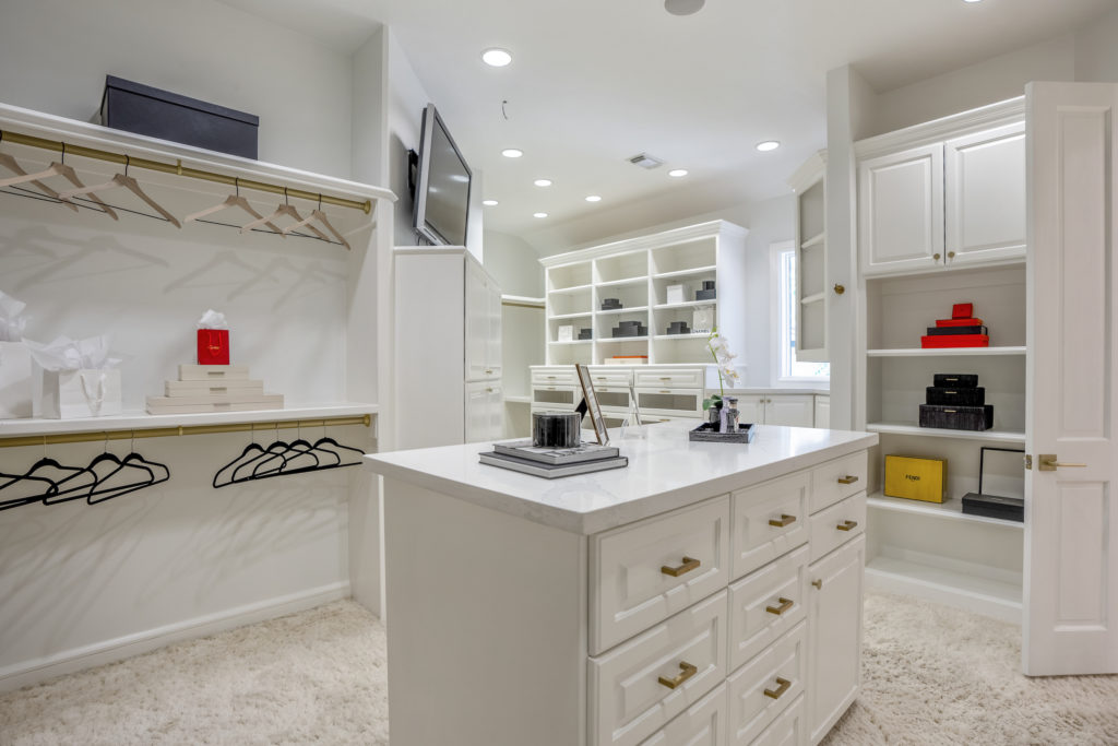 One of two master closets at 405 W. Spreading Oaks Avenue in Friendswood, the mansion originally designed for power house attorney Tony Buzbee.