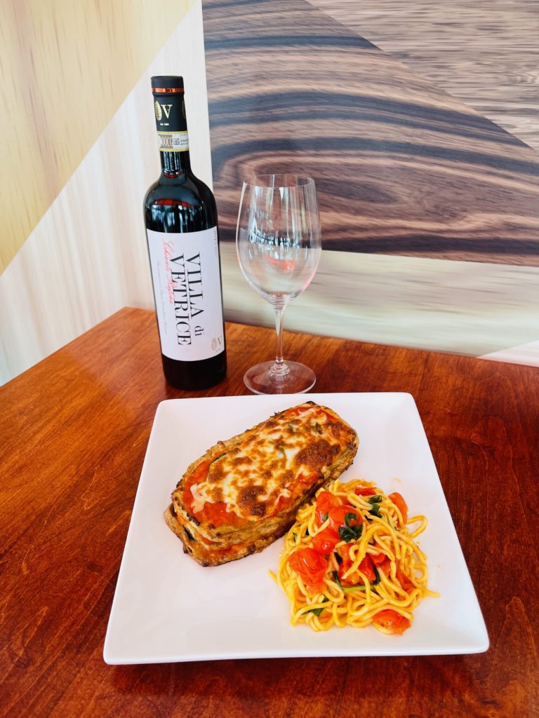 Davanti’s Eggplant parmigiana with side spaghetti (Photo by Photos Courtesy of Davanti Ristorante Italiano)