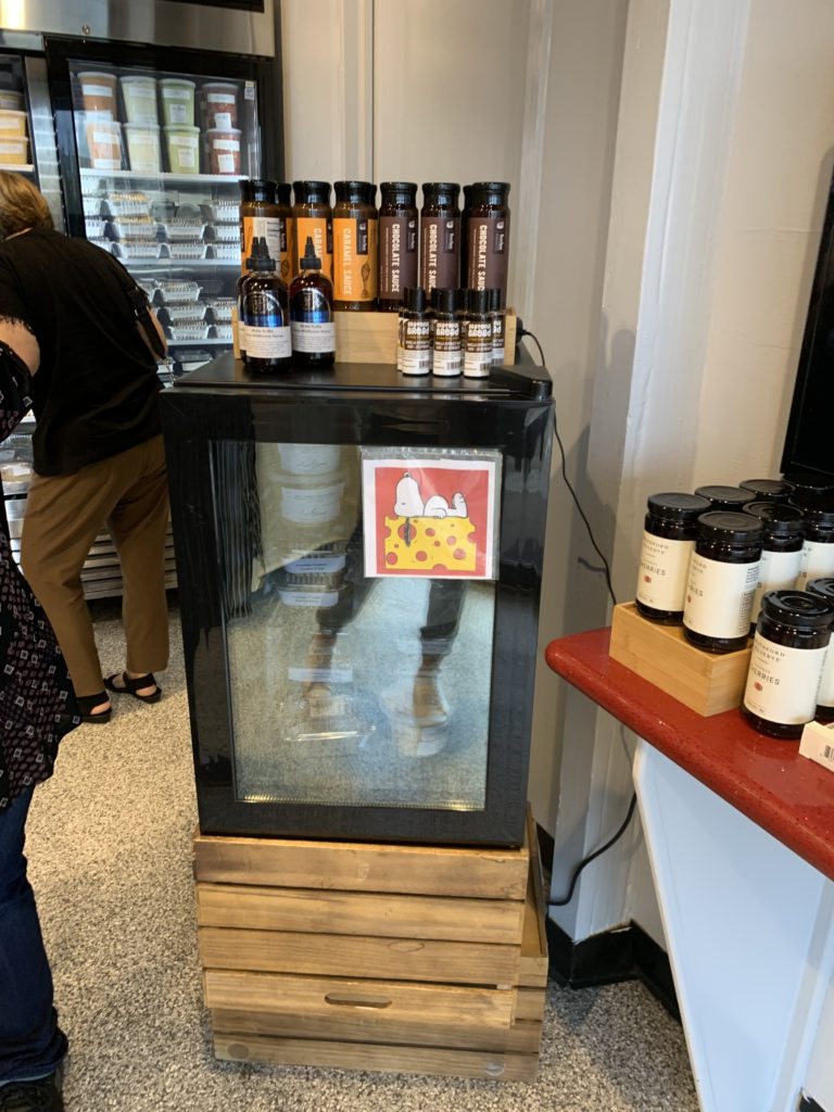 This small refrigerator at the Silver Stone Food Shop is full of everything cheese! From spicy cheddar cheese balls to queso and slice and back cheese coin crackers.  (Photo by Laurann Claridge)