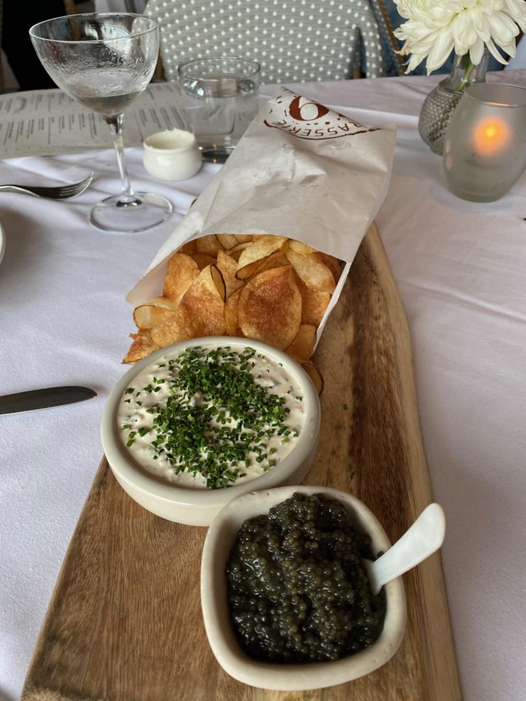 The perfect antidote to Houston summer blues — Brasserie 19's caviar and potato chips. (Photo by Shelby Hodge)