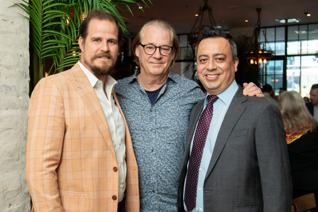 Keith Garver, Robert Del Grande, Hector Mercado at the Houston Restaurant Weeks Kickoff  at The Annie Cafe & Bar. (Photo by Michelle Watson, CatchlightGroup.com)