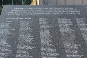 Korean War Memorial Wall of Rembrance – Photo from the first panel’s dedication earlier this spring.