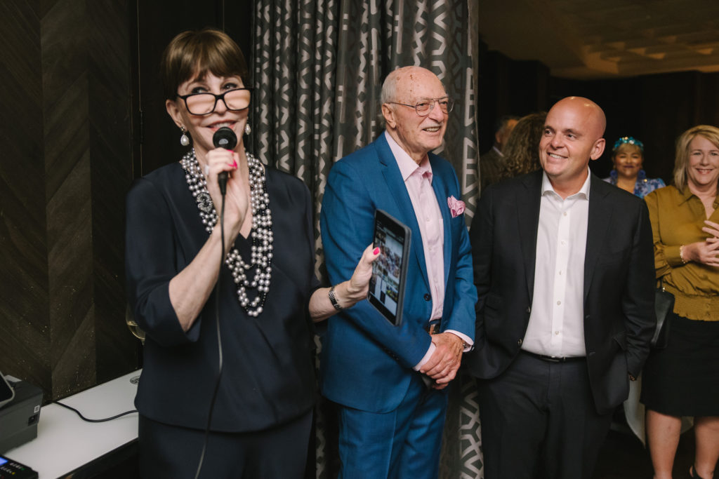 Shelby Hodge, Shafik Rifaat, Steak 48 chief brand officer Oliver Badgio at the fall social season launch party at the River Oaks District steakhouse. (Photo by Johnny Than)