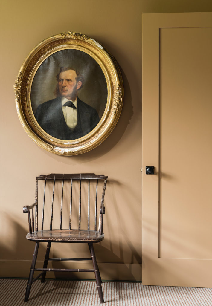 In the boys’ bedroom, a portrait discovered in Belgium. The chair
is a contemporary reproduction of a 19th-century one designed by Roy Flanders. (Photo by Jack Thompson)
