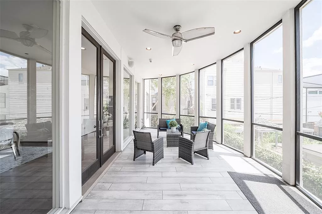 The home has outdoor spaces on every level.