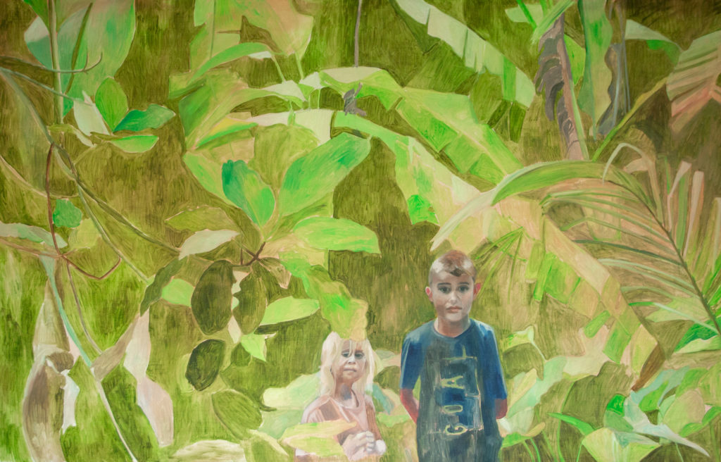 Tessa Whitehead's "Tessa & Oliver in the Elephant Palms," 2022, at TERN Gallery