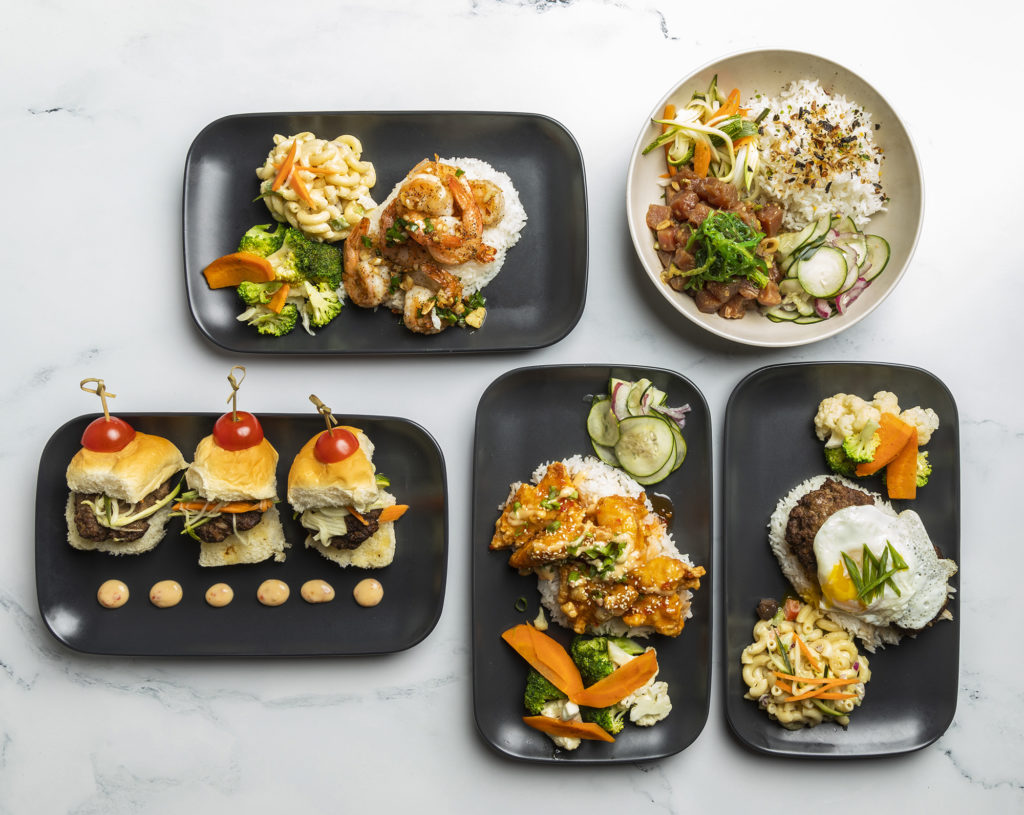 A Variety of Maui Bento Box dishes in Finn Hall.  (Photo by Julie Soefer)
