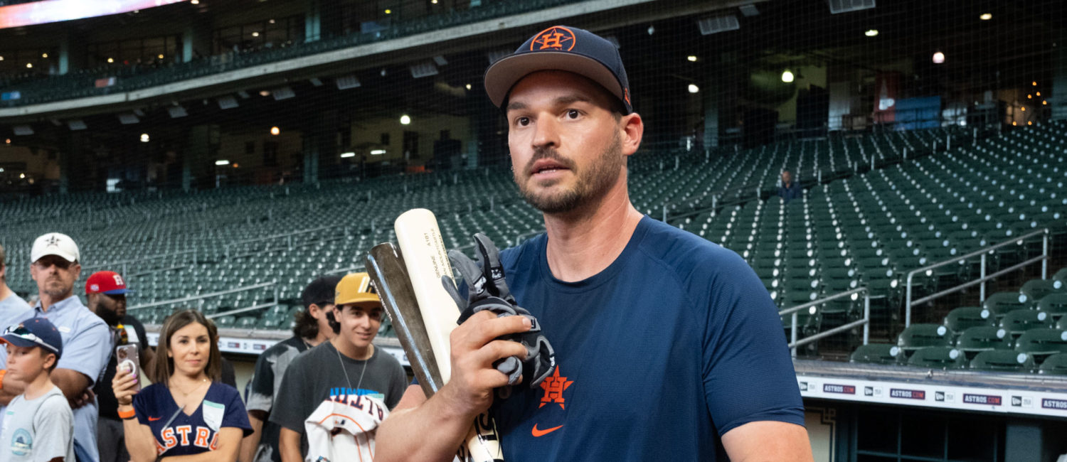 New Astros Trey Mancini and Christian Vazquez work out with the Houston Astros before the face the Boston Red Sox, at Minute Maid Park