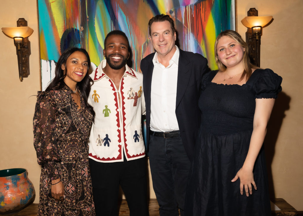 Lehmann Maupin partner Carla Camacho, Dominic Chambers, David Maupin, Alva Stux at the Lehmann Maupin kick-off dinner for Aspen ArtCrush