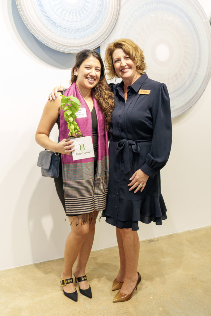 Bhakti Salunkhe, Janna Roberson at Urban Harvest's Cultivators launch event at Christopher Martin Gallery.