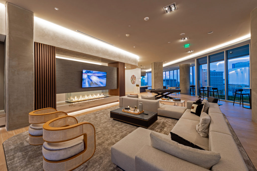 Brava's 10th level social lounge is an elevated place to relax.